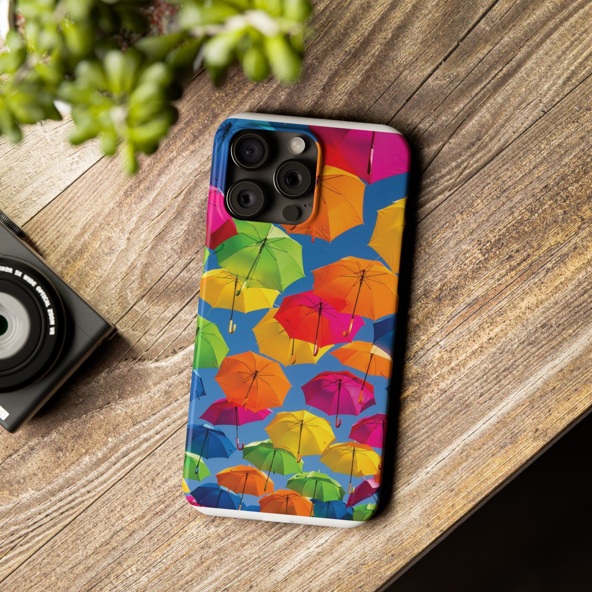 Vibrant Umbrella Phone Case, Colorful Slim Case, Fun Accessory, Gift for Sunshine Lovers, Protection for Your Phone