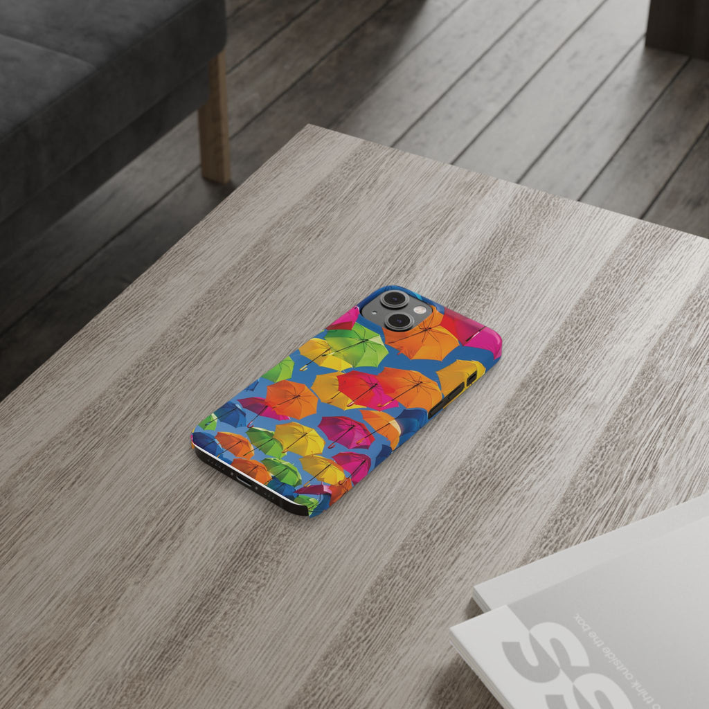 Vibrant Umbrella Phone Case, Colorful Slim Case, Fun Accessory, Gift for Sunshine Lovers, Protection for Your Phone