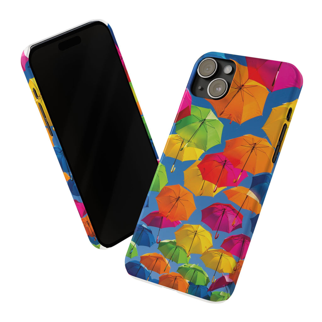 Vibrant Umbrella Phone Case, Colorful Slim Case, Fun Accessory, Gift for Sunshine Lovers, Protection for Your Phone