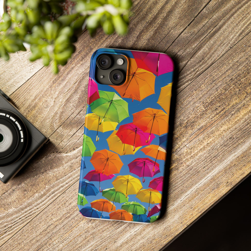 Vibrant Umbrella Phone Case, Colorful Slim Case, Fun Accessory, Gift for Sunshine Lovers, Protection for Your Phone
