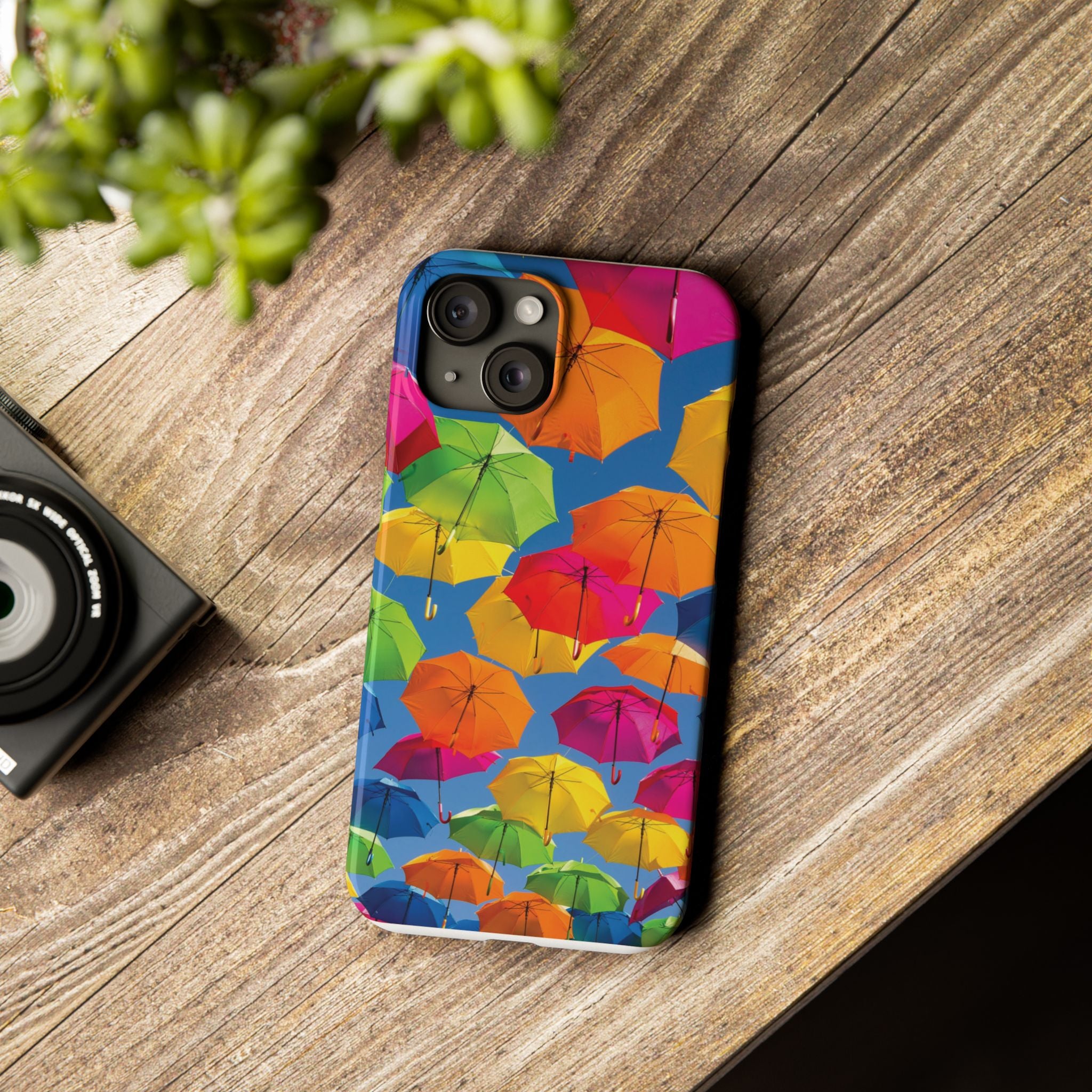 Vibrant Umbrella Phone Case, Colorful Slim Case, Fun Accessory, Gift for Sunshine Lovers, Protection for Your Phone