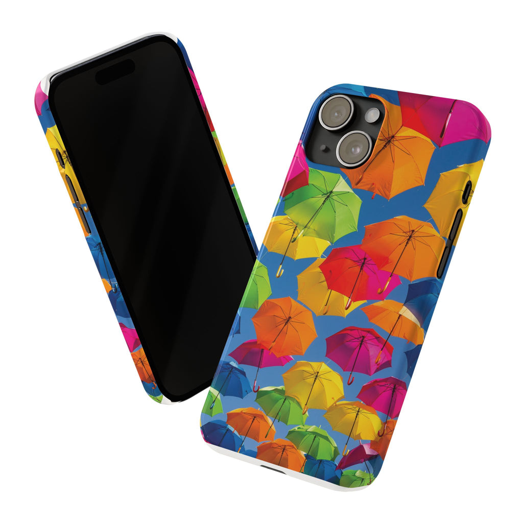 Vibrant Umbrella Phone Case, Colorful Slim Case, Fun Accessory, Gift for Sunshine Lovers, Protection for Your Phone