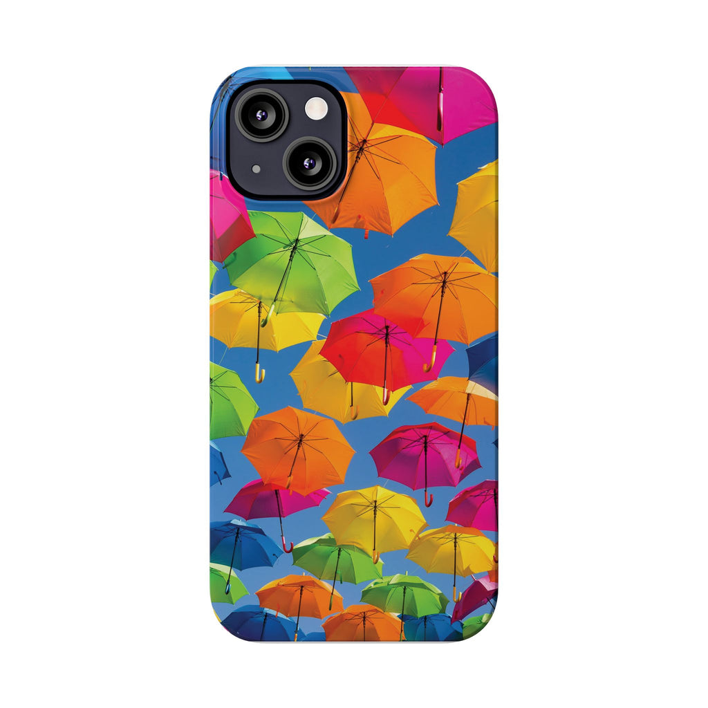 Vibrant Umbrella Phone Case, Colorful Slim Case, Fun Accessory, Gift for Sunshine Lovers, Protection for Your Phone