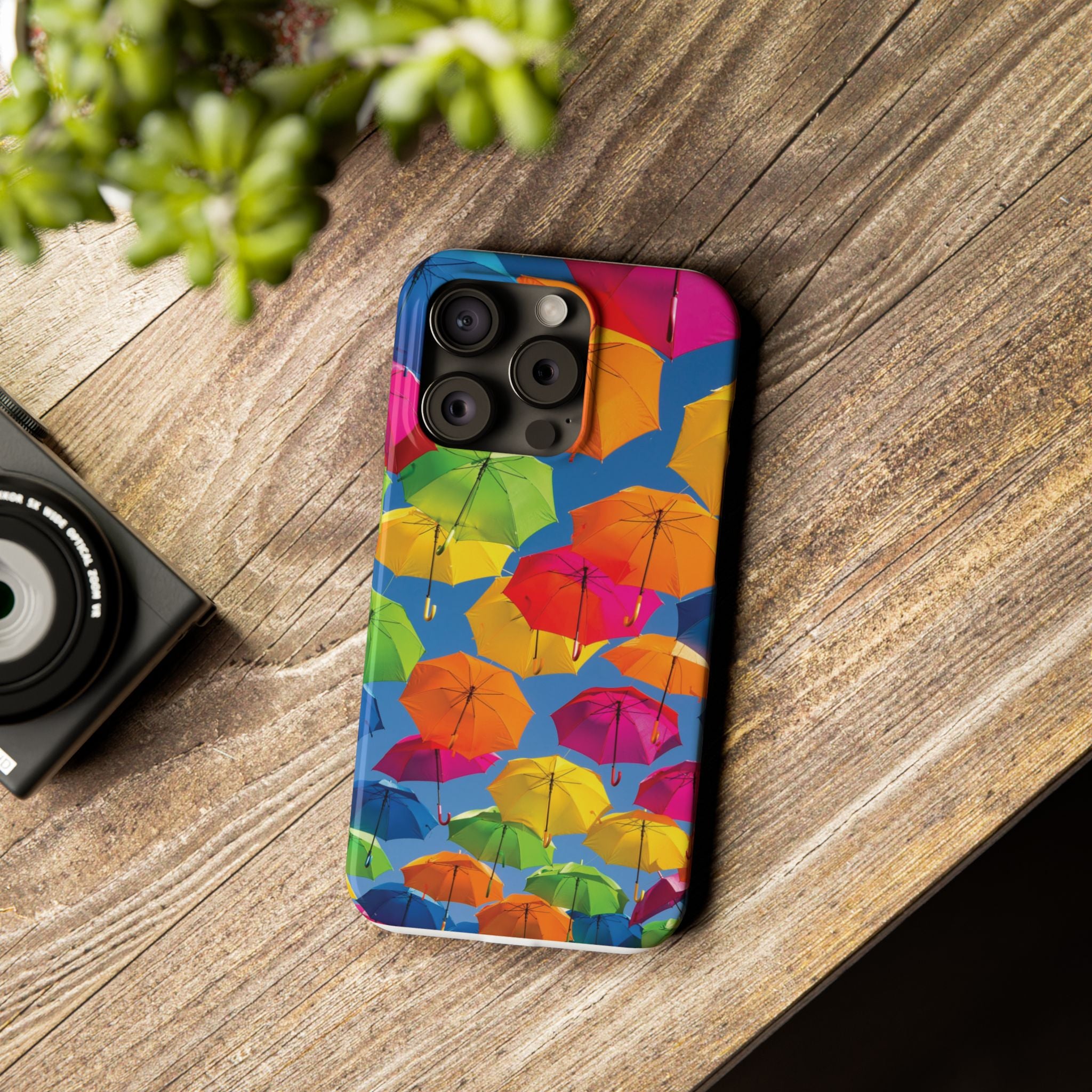 Vibrant Umbrella Phone Case, Colorful Slim Case, Fun Accessory, Gift for Sunshine Lovers, Protection for Your Phone